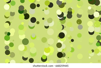 Light Green vector banner with circles, spheres. Abstract spots. Background of Art bubbles in halftone style with colored gradient.