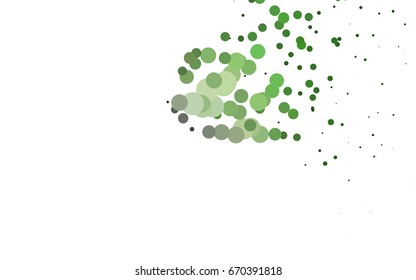 Light Green vector banner with circles, spheres. Abstract spots. Background of Art bubbles in halftone style with colored gradient.