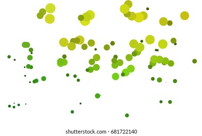 Light Green vector banner with circles, spheres. Abstract spots. Background of Art bubbles in halftone style with colored gradient.