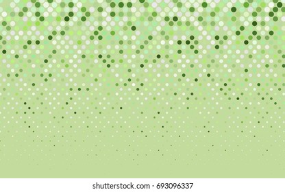 Light Green vector banner with circles, spheres. Abstract spots. Background of Art bubbles in halftone style with colored gradient.