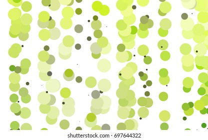 Light Green vector banner with circles, spheres. Abstract spots. Background of Art bubbles in halftone style with colored gradient.
