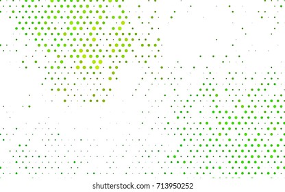 Light Green vector banner with circles, spheres. Abstract spots. Background of Art bubbles in halftone style with colored gradient.