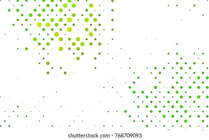 Light Green vector banner with circles, spheres. Abstract spots. Background of Art bubbles in halftone style with colored gradient.