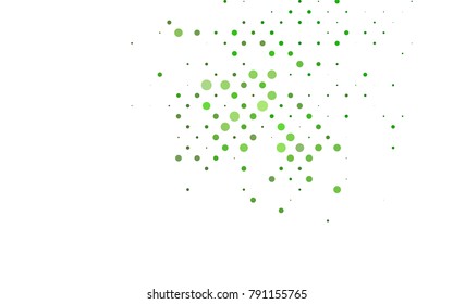 Light Green vector banner with circles, spheres. Abstract spots. Background of Art bubbles in halftone style with colored gradient.