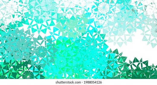 Light green vector beautiful snowflakes backdrop with flowers. Simple abstract illustration with ice, snow, snowflakes. New year ad, booklets pattern.