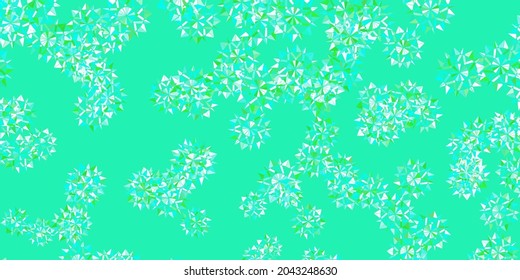 Light green vector beautiful snowflakes backdrop with flowers. Colorful snow elements in decorative christmas style. New year leaflet pattern.