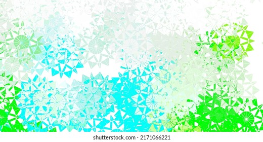 Light green vector beautiful snowflakes backdrop with flowers. Simple abstract illustration with ice, snow, snowflakes. New year background.