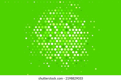 Hellgrüner Vektor unscharfer dekorativer Entwurf im abstrakten Stil mit Blasen. Illustration mit leuchtenden bunten abstrakten Kreisen. Bildschirmhintergrund für ein Handy.
