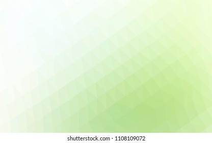 Light Green vector blurry hexagon pattern. Triangular geometric sample with gradient.  A new texture for your design.