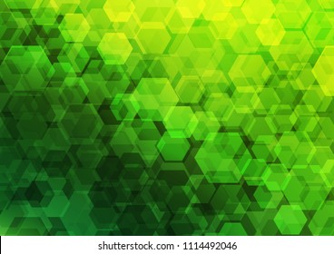 Light Green vector blurry hexagon background. Geometric illustration in Origami style with gradient.  The template can be used as a background for cell phones.