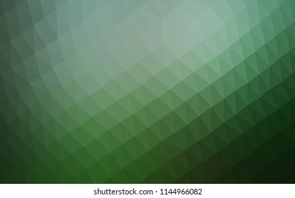 Light Green vector blurry hexagon template. Triangular geometric sample with gradient.  Brand new style for your business design.