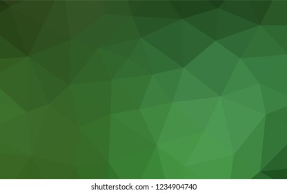 Light Green vector blurry hexagon pattern. Triangular geometric sample with gradient.  The best triangular design for your business.