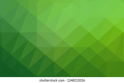 Light Green vector blurry triangle pattern. Creative illustration in halftone style with gradient. Brand new style for your business design.