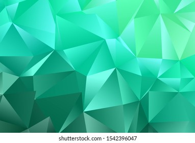 Light Green vector blurry triangle texture. A sample with polygonal shapes. The best triangular design for your business.