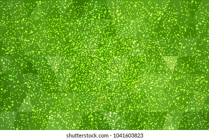 Light Green vector christmas polygon background. Low poly Illustration consisting of triangles with snowflakes. Texture background of New Year celebration.