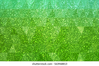 Light Green vector christmas polygon background. Low poly Illustration consisting of triangles with snowflakes. Texture, seamless background of New Year celebration.