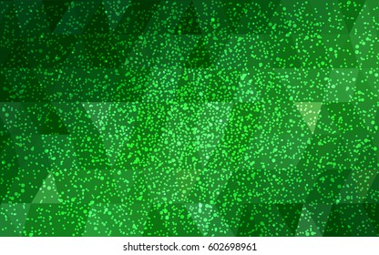 Light Green vector christmas polygon background. Low poly Illustration consisting of triangles with snowflakes. Texture background of New Year celebration.