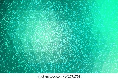 Light Green vector christmas polygon background. Low poly Illustration consisting of triangles with snowflakes. Texture background of New Year celebration.