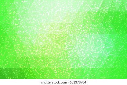 Light Green vector christmas polygon background. Low poly Illustration consisting of triangles with snowflakes. Texture background of New Year celebration.