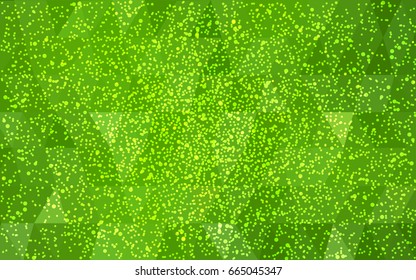 Light Green vector christmas polygon background. Low poly Illustration consisting of triangles with snowflakes. Texture background of New Year celebration.