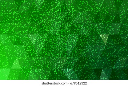 Light Green vector christmas polygon background. Low poly Illustration consisting of triangles with snowflakes. Texture background of New Year celebration.