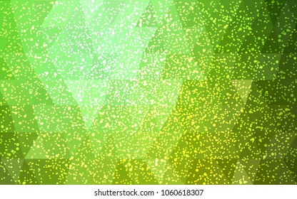 Light Green vector christmas postcard low polygon background. Illustration consisting of triangles. Abstract triangular polygonal origami or crystal design of New Year celebration.