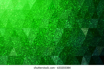 Light Green vector christmas postcard low polygon background. Illustration consisting of triangles. Abstract triangular polygonal origami or crystal design of New Year celebration.