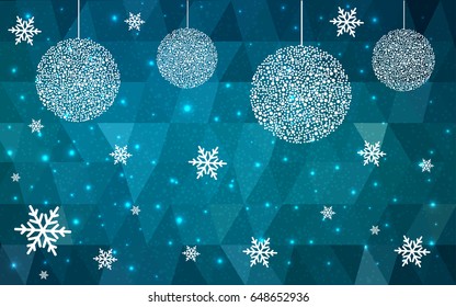 Light Green vector christmas postcard low polygon background. Illustration consisting of triangles. Abstract triangular polygonal origami or crystal design of New Year celebration.