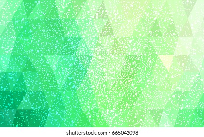 Light Green vector christmas postcard low polygon background. Illustration consisting of triangles. Abstract triangular polygonal origami or crystal design of New Year celebration.
