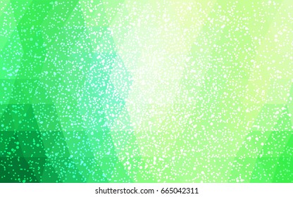 Light Green vector christmas postcard low polygon background. Illustration consisting of triangles. Abstract triangular polygonal origami or crystal design of New Year celebration.