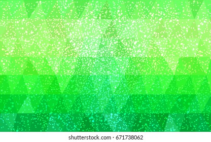 Light Green vector christmas postcard low polygon background. Illustration consisting of triangles. Abstract triangular polygonal origami or crystal design of New Year celebration.