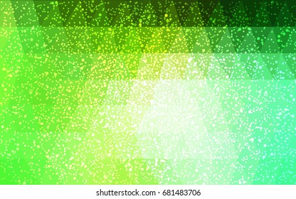 Light Green vector christmas postcard low polygon background. Illustration consisting of triangles. Abstract triangular polygonal origami or crystal design of New Year celebration.
