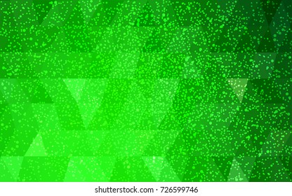 Light Green vector christmas postcard low polygon background. Illustration consisting of triangles. Abstract triangular polygonal origami or crystal design of New Year celebration.