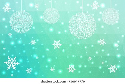 Light Green vector christmas postcard low polygon background. Illustration consisting of triangles. Abstract triangular polygonal origami or crystal design of New Year celebration.
