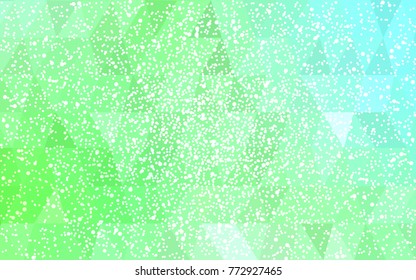 Light Green vector christmas postcard low polygon background. Illustration consisting of triangles. Abstract triangular polygonal origami or crystal design of New Year celebration.