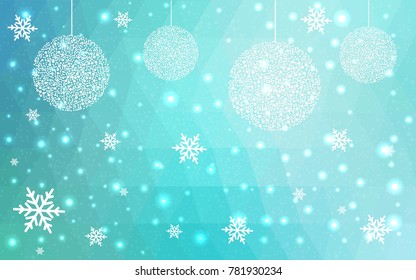 Light Green vector christmas postcard low polygon background. Illustration consisting of triangles. Abstract triangular polygonal origami or crystal design of New Year celebration.