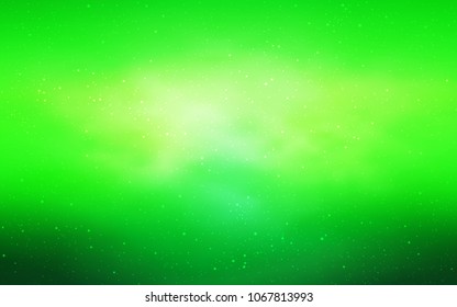 Light Green vector cover with astronomical stars. Blurred decorative design in simple style with galaxy stars. Best design for your ad, poster, banner.