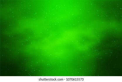 Light Green vector cover with astronomical stars. Blurred decorative design in simple style with galaxy stars. Pattern for futuristic ad, booklets.