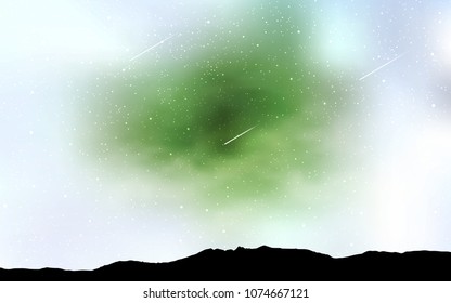 Light Green vector cover with astronomical stars. Shining colored illustration with bright astronomical stars. Best design for your ad, poster, banner.