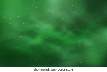 Light Green vector cover with astronomical stars. Space stars on blurred abstract background with gradient. Template for cosmic backgrounds.