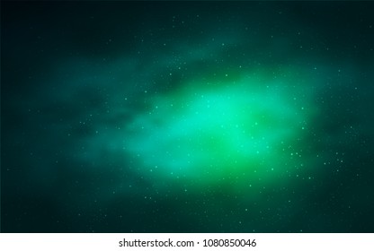 Light Green vector cover with astronomical stars. Shining colored illustration with bright astronomical stars. Template for cosmic backgrounds.