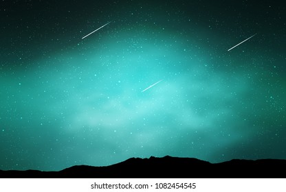 Light Green vector cover with astronomical stars. Space stars on blurred abstract background with gradient. Best design for your ad, poster, banner.