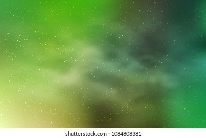 Light Green vector cover with astronomical stars. Blurred decorative design in simple style with galaxy stars. Best design for your ad, poster, banner.