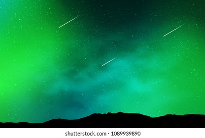 Light Green vector cover with astronomical stars. Shining illustration with sky stars on abstract template. Template for cosmic backgrounds.