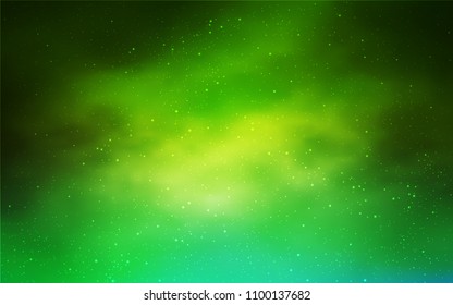 Light Green vector cover with astronomical stars. Glitter abstract illustration with colorful cosmic stars. Pattern for astrology websites.