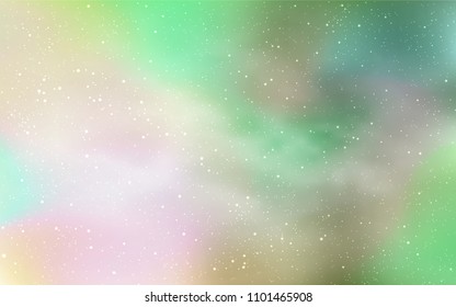 Light Green vector cover with astronomical stars. Shining illustration with sky stars on abstract template. Pattern for astrology websites.
