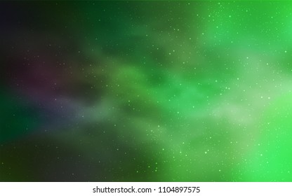 Light Green vector cover with astronomical stars. Shining illustration with sky stars on abstract template. Pattern for futuristic ad, booklets.