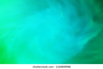 Light Green vector cover with astronomical stars. Glitter abstract illustration with colorful cosmic stars. Best design for your ad, poster, banner.