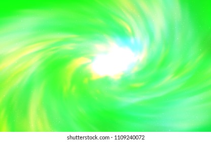 Light Green vector cover with astronomical stars. Space stars on blurred abstract background with gradient. Pattern for astronomy websites.