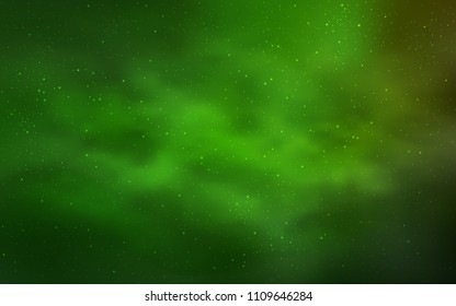 Light Green vector cover with astronomical stars. Shining colored illustration with bright astronomical stars. Smart design for your business advert.